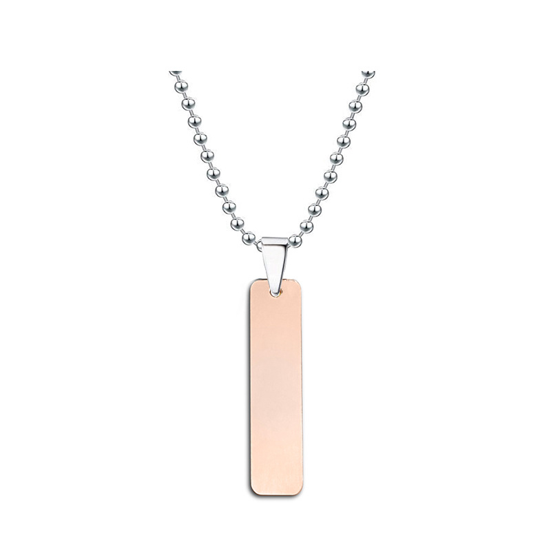 Pendant Necklace Classification 201 Stainless Steel Chain Material Wholesale Jewelry Basic Simple Style Geometric Customization Laser Engraving Long Strip 201 Stainless Steel Plating Pendant Necklace Ball Chain