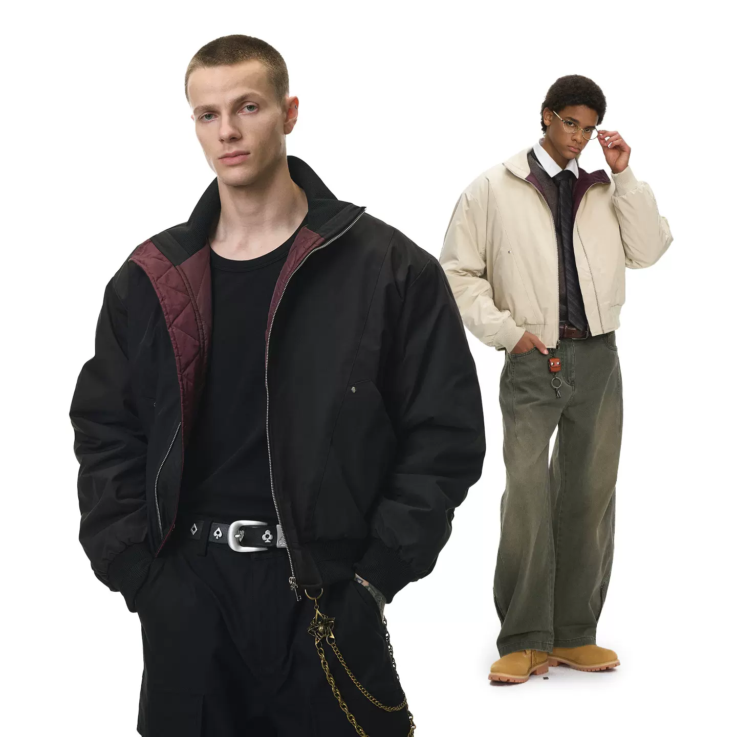 捷展男装|立领飞行夹克25冬季新品Cleanfit解构剪裁立领棉服外套