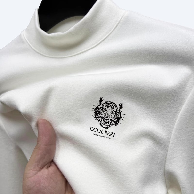 半高領打底衫男裝德絨長袖t恤冬季保暖內搭加厚睡衣秋衣