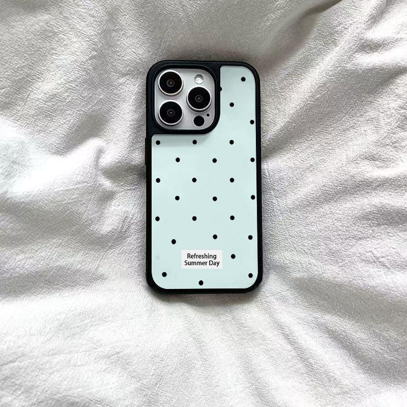 Ins Style Summer Fresh Polka Dot Black Edge Apple 17Promax Mobile Phone Case Iphone16 New Protective Cover Hard