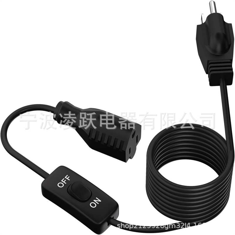 STARELO 延长线带开关 3 爪室内黑色延长线,1625W 18AWG 延长线