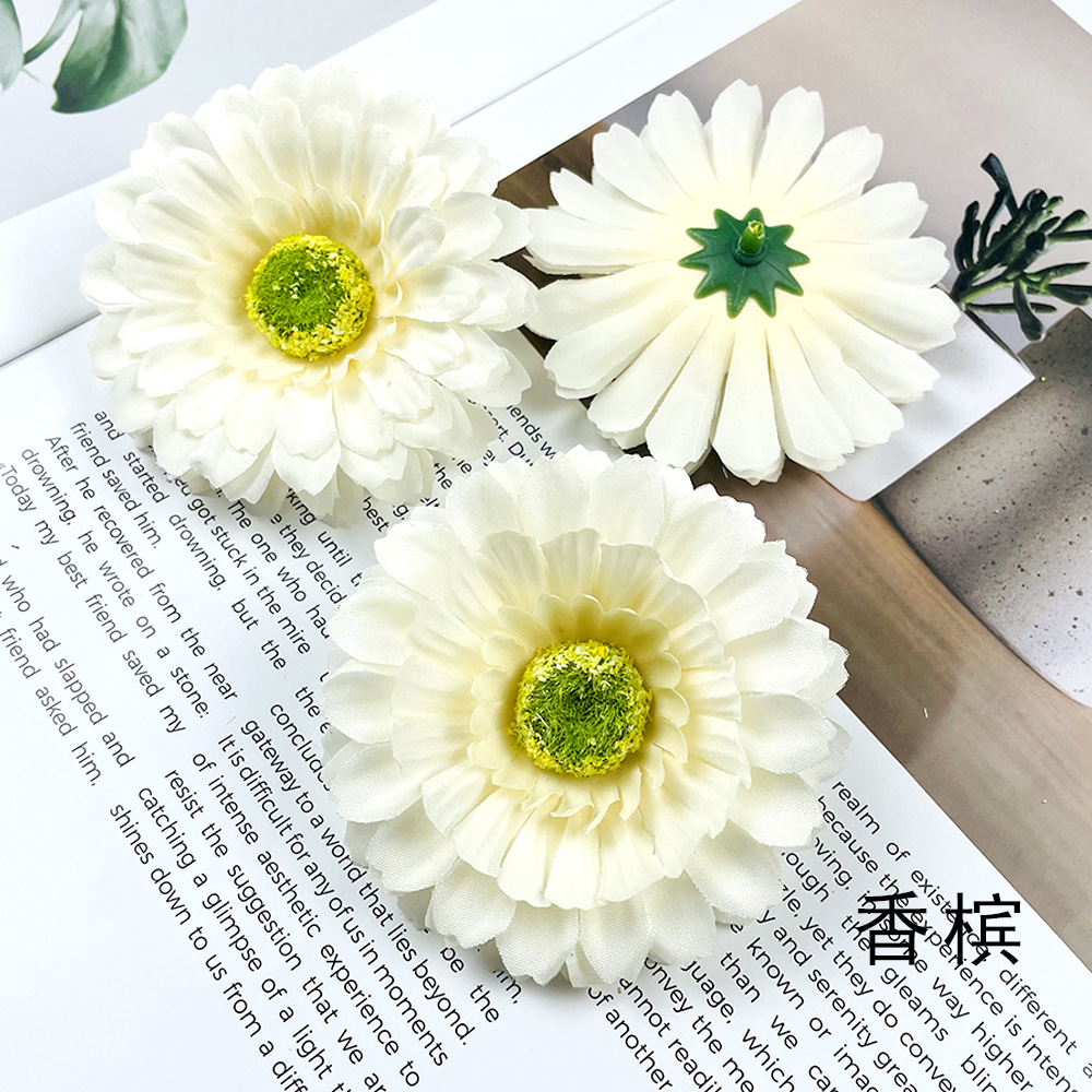 Simulación de la cabeza de gerbera Fulang crisântemo flores falsas DIY tocado material de pinza de flores de fotografía en el hogar adornos florales