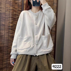 CO 2025秋韩版宽松减龄圆领双口袋单排扣休闲外套百搭上衣女9222