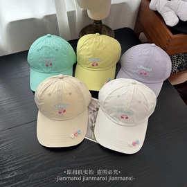 鸭舌帽女2025春夏新款樱桃字母速干薄款透气时尚减龄遮阳显脸小帽