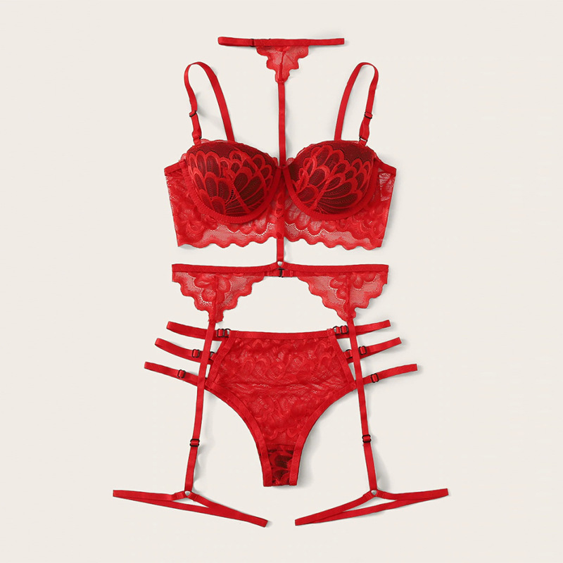 Solid Color Pattern Spring&Summer Season Women's Lady Sexy Solid Color Sexy Lingerie Sets Home Honeymoon Wireless Bra Mid Waist Sexy Lingerie