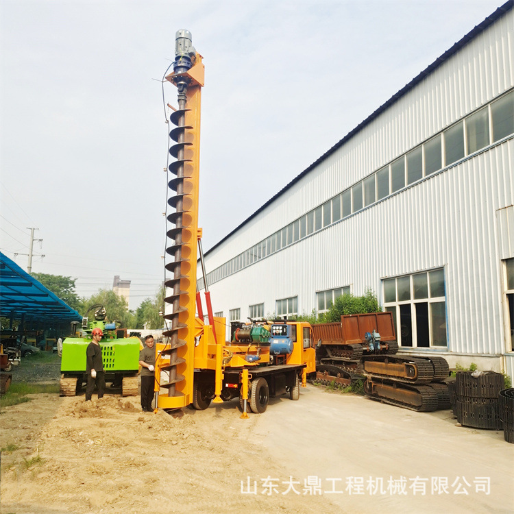 电动打桩机民房基础 地基打孔机厂家 360度轮式麻花钻机