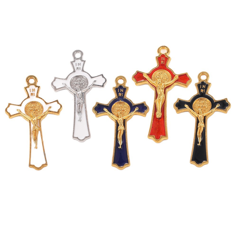 Cruces de metal collar pulsera accesorios DIY esmalte rosario colgante colgante adornos N venta caliente