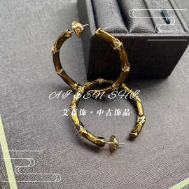 耳钉耳夹 中古竹节复古个性耳钉 简约美拉德色系耳圈甜酷辣妹耳夹