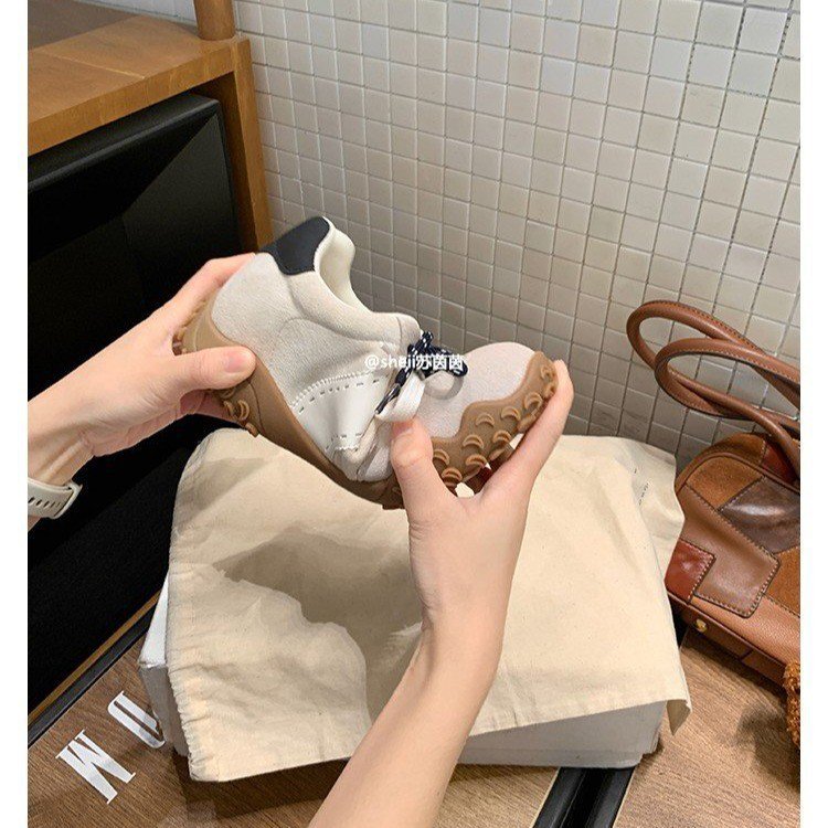 运动鞋女~8cm内增高月牙厚底鸳鸯鞋带运动休闲鞋女2025秋季德训鞋|undefined