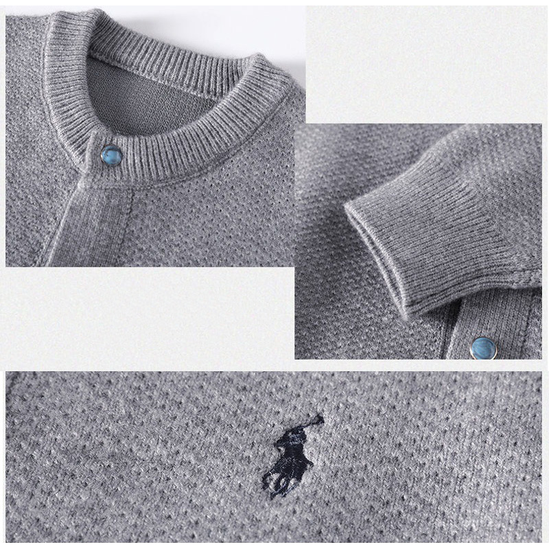 Explosiones transfronterizas de tamaño europeo de tamaño grande marca de caballo botón turquesa cardigan camiseta de punto suéter chaqueta de hombre fábrica mayorista