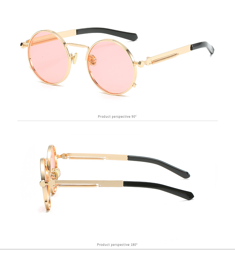 35g Weight Full Frame Glasses Structure Sunglasses Classification Ac, UV400 Protection Lens Material Round Frame Glasses Style Party, Street Occasion Solid Color Pattern All Seasons Season Men's Gender Punk, Streetwear Style Punk Streetwear Solid Color Ac UV400 Protection Round Frame Full Frame Women's Sunglasses 17