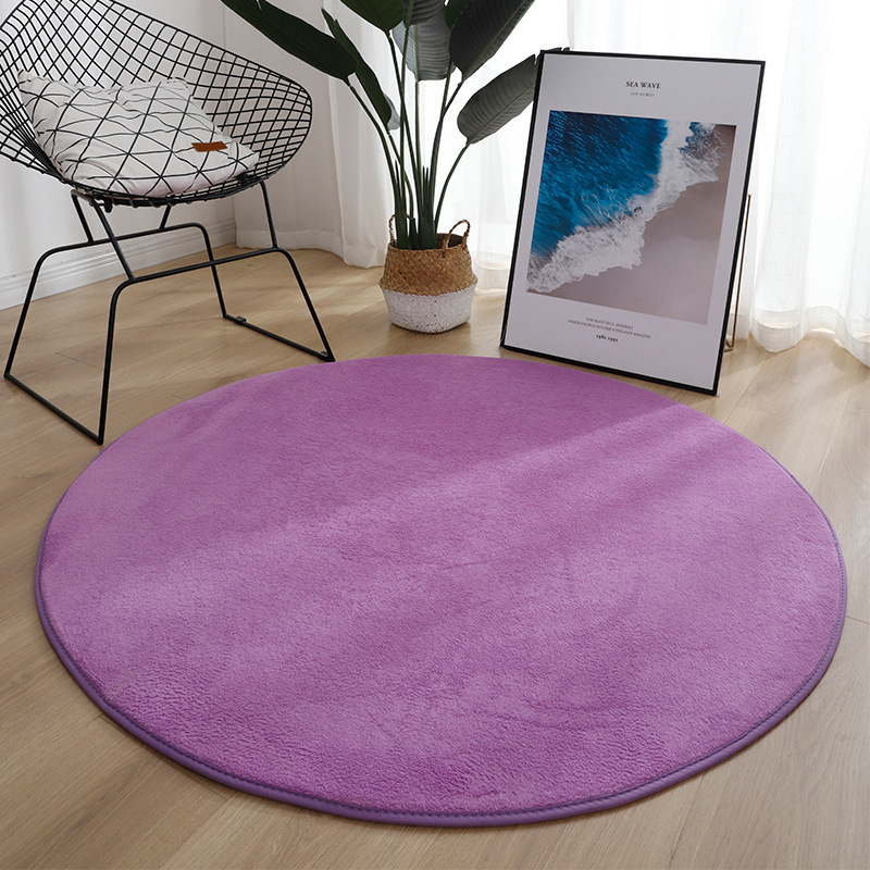 Salón de estar alfombra redonda de coral alfombra simple viento de color sólido estudio computadora silla giratoria alfombra antideslizante alfombra de aislamiento doméstica