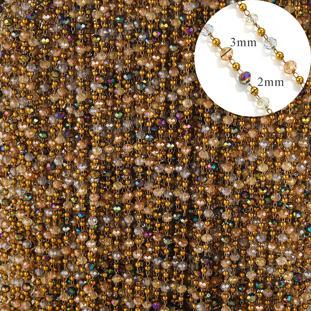 Acero inoxidable chapado de cristal de color cadena de cuentas DIY material hecho a mano collar de pulsera gafas