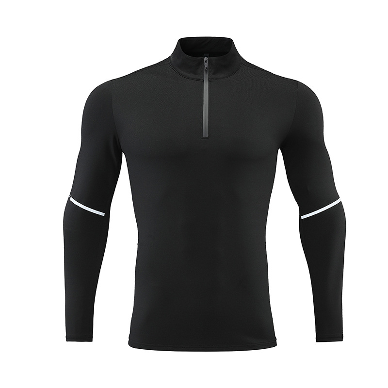 Primavera y otoño hombres deportes al aire libre de manga larga media cremallera corriendo collar UA misma camiseta superior en stock logotipo impreso personalizado