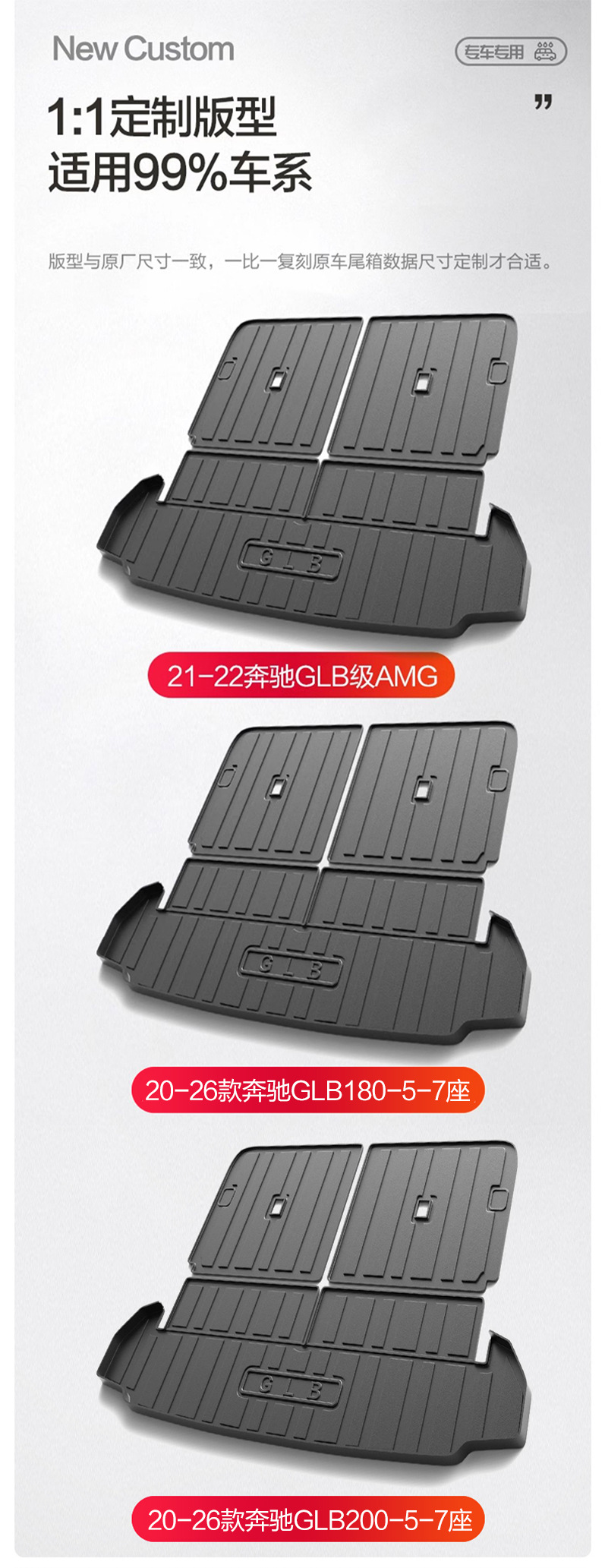Suitable for Mercedes-benz GLB200/220 Trunk Mat, Car Interior Decoration Supplies, Special Modification Accessories, Rear Trunk Mat