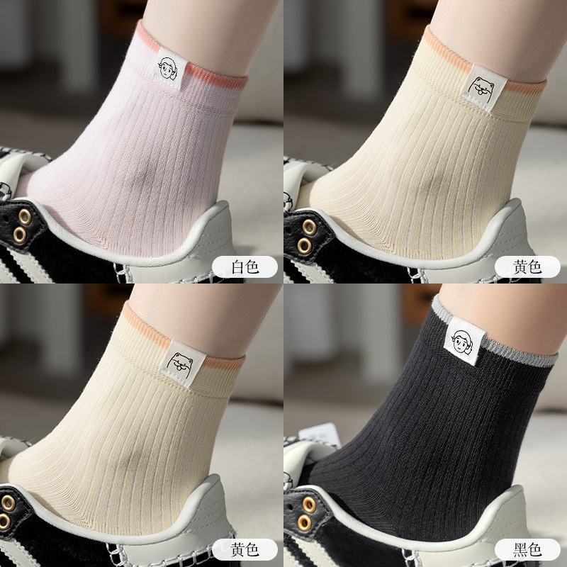 100%棉袜子女中筒袜纯棉短袜诸暨袜业批发秋冬全棉无骨袜白色袜子|undefined