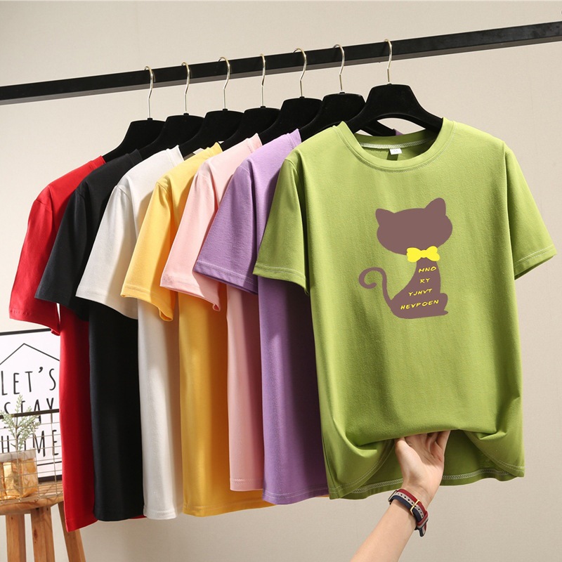 2025夏季新款卡通短袖t恤女学生休闲圆领上衣潮韩版大码女装跨境