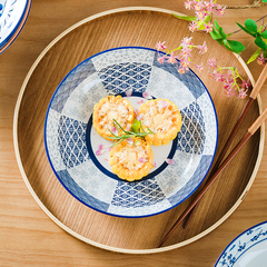 景德鎮陶瓷釉下彩日式餐具飯盤菜碟微波爐盤子創意菜盤圓盤深王金