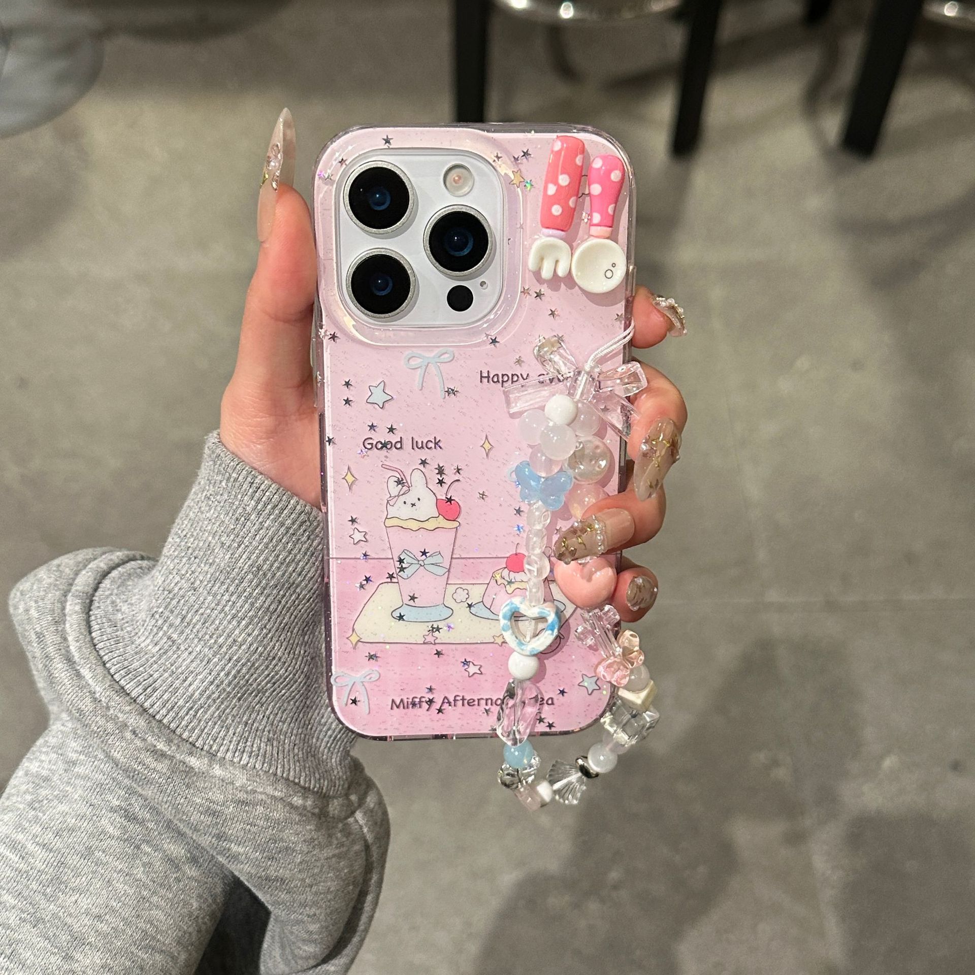 Chicas corazón lindo tenedor tridimensional cuchara para Apple 16ProMax funda para teléfono móvil 15/14 postre 13 cadena 15Pro