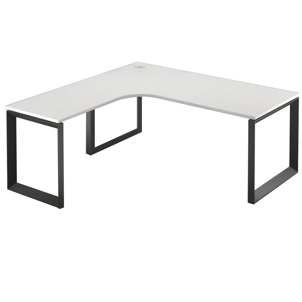 Escritorio de esquina, escritorio de computadora en blanco y negro, escritorio de gerente de moda, escritorio de estudio de dormitorio de alta calidad en forma de L