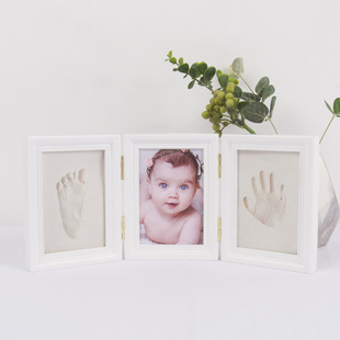 Baby hand footprints inkpad photo frame European creative home wooden photo frame decoration factory wholesale direct supply