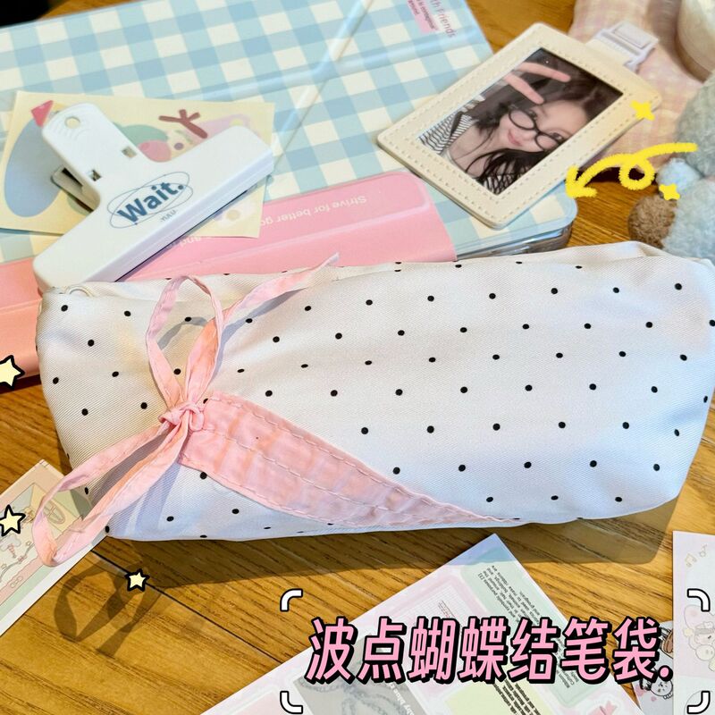 云朵波点小香风笔袋高颜值学生可爱简约文具袋大容量收纳袋铅笔袋|undefined