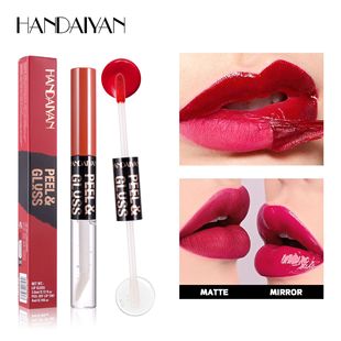 Cross-Border Long-Lasting Tear-Off Double-Ended Water-Gloss Lip Glaze Matte Matte Lipstick Delicate Silky Smooth Not Easy to Fade Whitening Lip Gloss