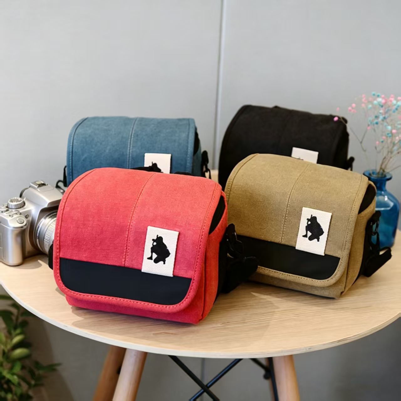 New Simple Canvas Camera Bag, Single-Shoulder Mirrorless Photography Bag, Unisex, Large Capacity, Waterproof Digital Bag