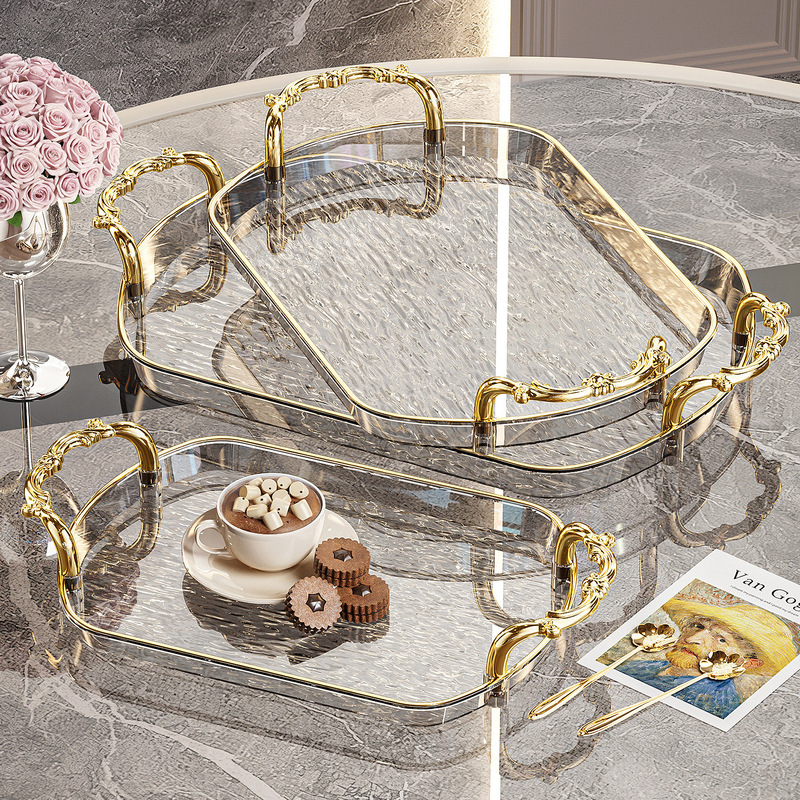 Tea tray for home use in the living room and dining table, rectangular tray for placing water glasses and tea cups, storage tray for fruit, snacks, and desserts Tea tray for home use in the living room and dining table, rectangular tray for placing water glasses and tea cups, storage tray for fruit, snacks, and desserts
