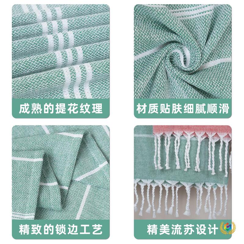 ♂ Wholesale Turkish Tassel-Style Beach Towel, Yarn-Dyed Shawl, Quick-Dry Striped Polyester-Cotton, Absorbent, Oversized, Outdoor Beach