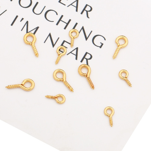 18K gold plated ram eye screw clasp 9-letter screw pin pearl pendant handmade DIY material jewelry accessories wholesale