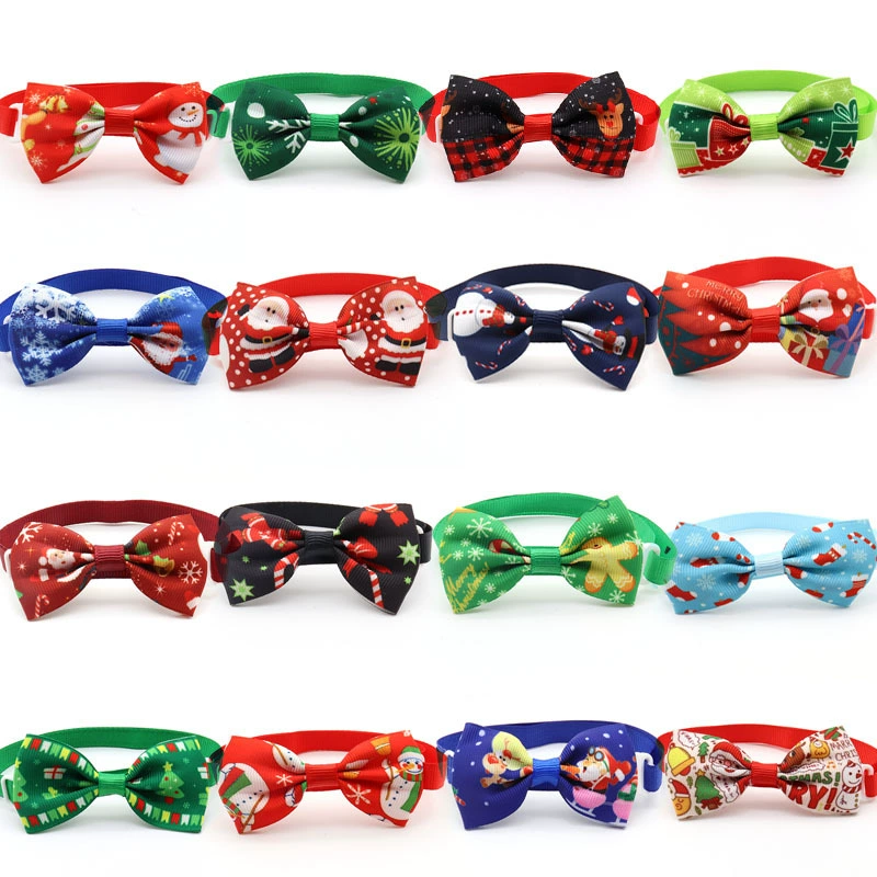 Трансграничный Новый рождественский галстук для домашних животных Галстук-бабочка Рождественская серия Собака Галстук Воротник Аксессуары Производители в наличии