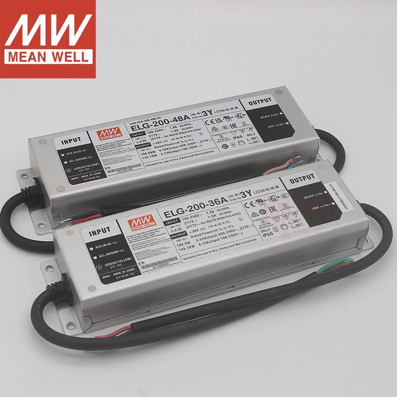 Taiwan MEAN WELL waterproof switching power supply ELG-200-24A/36A/48A3Y constant voltage and constant current LED driver