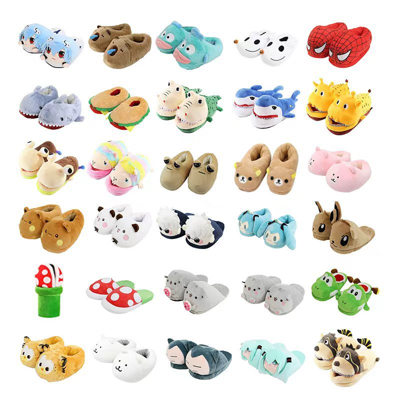 2026 Cartoon Anime Autumn and Winter Cotton Slippers Indoor Couple Parent-Child Warm Slippers Women's Maternity Shoes Wholesale