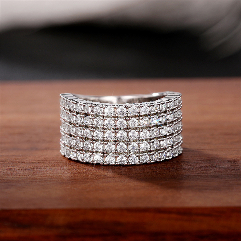 Copper Material Geometric Rings Copper Zircon Women'S Luxurious Rings