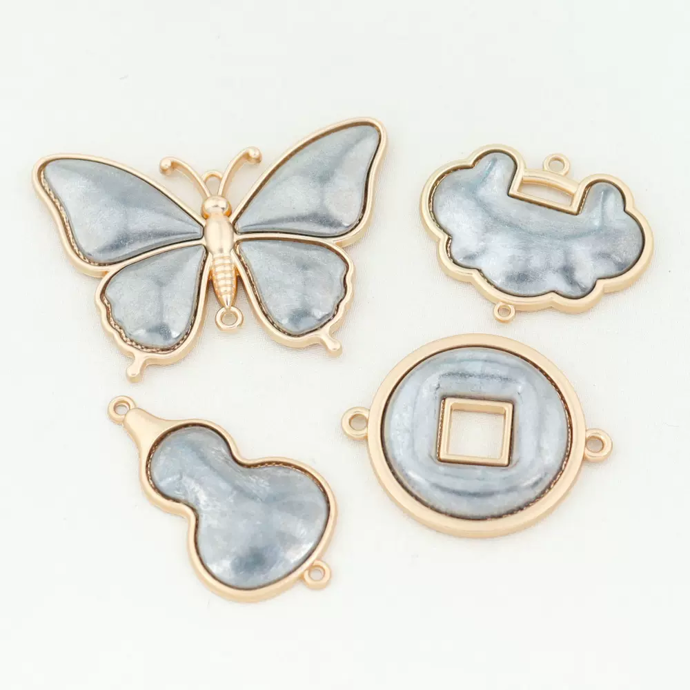 宋锦合金葫芦挂饰保色掐丝工艺双面带盖镶嵌底托饰品配件现货批发