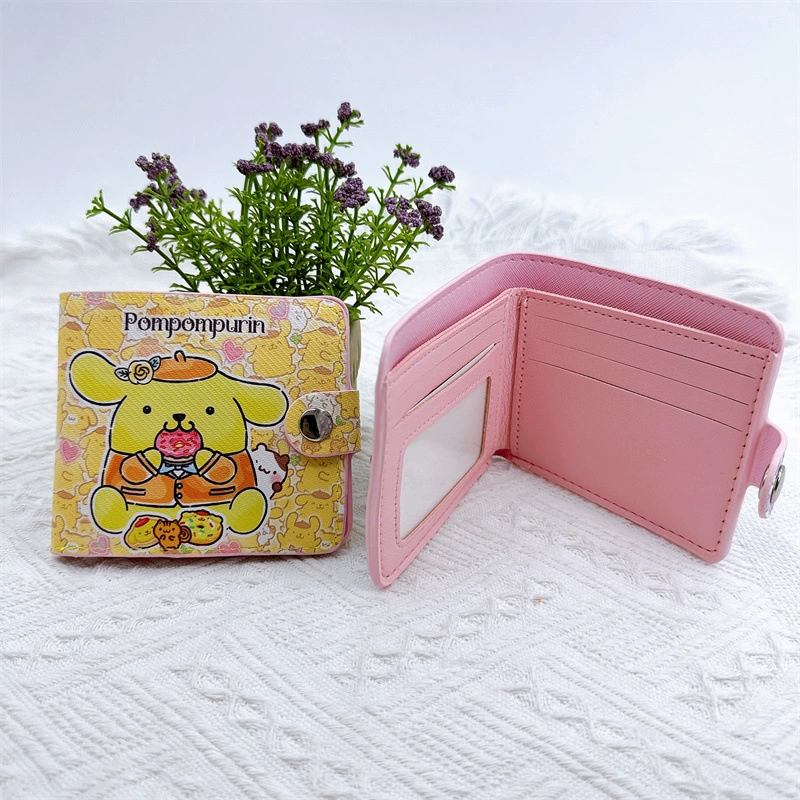 Polyurethane short wallet, card holder, with buttons