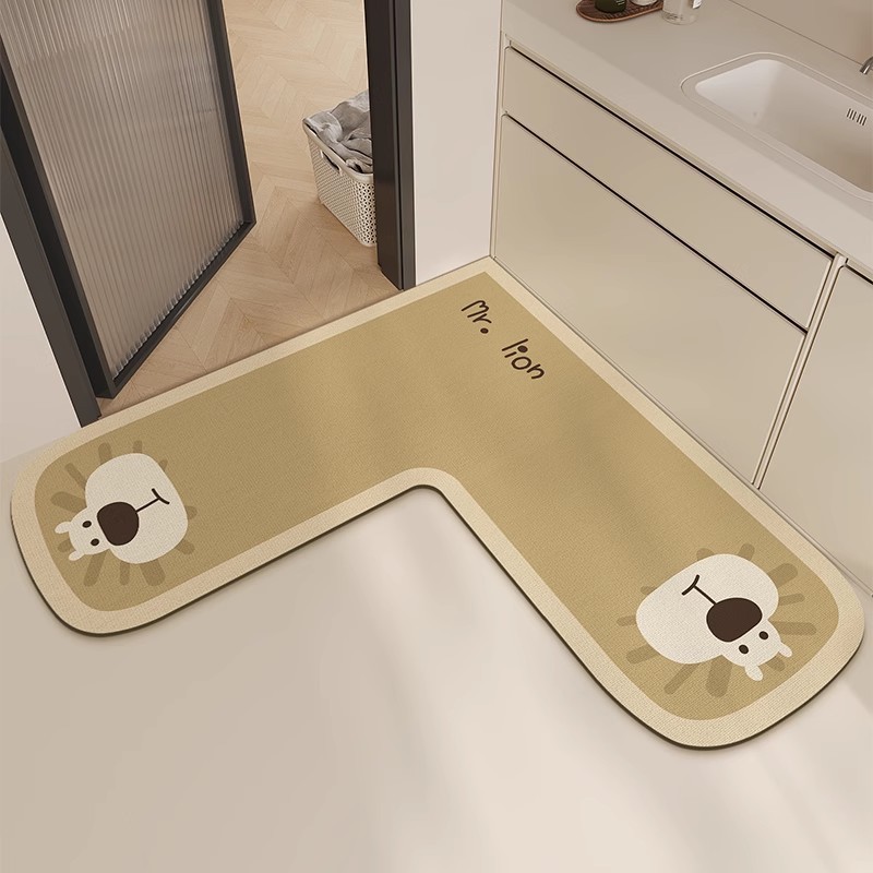 漫画バスルームフロアマット L 字型コーナー吸水速乾フットマット浴室キッチントイレドアトイレカーペット|undefined