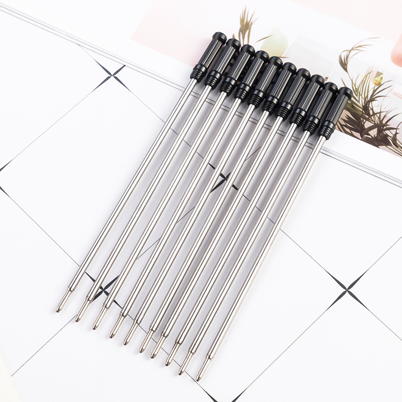 In stock wholesale metal in-line pen refill signature pen refill replaceable full needle tube refill