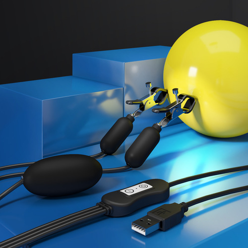 Moonuo frosted USB double breasts clitoris three-point backcourt vibrating egg breast clamp vibrating chest massage female masturbation device