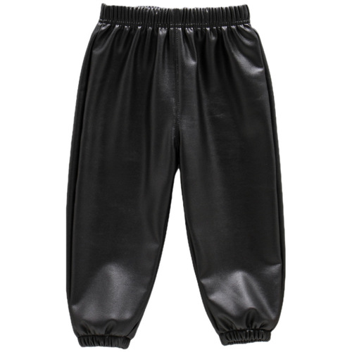 Thin velvet children's fur integrated leather pants for women's baby cover pants waterproof warm pants for boys and cashmere pants wholesale
