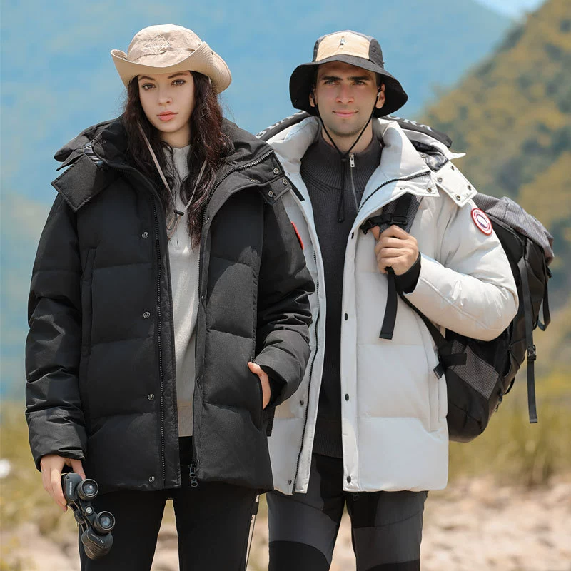 Новый осенний и зимний открытый альпинизм гусиный бархатный костюм пара трансграничный оснастка для мужчин и женщин зимний пуховик пара модных пальто