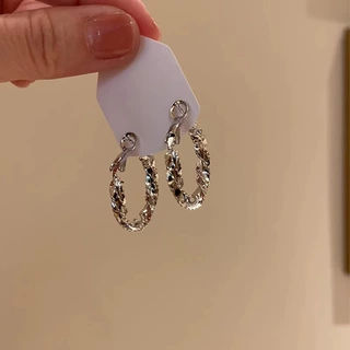 法式高级感爆闪麻花耳环女vingate精致百搭耳圈小众设计感耳饰品