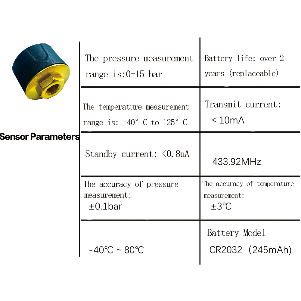 Che Yueda High Precision Same Display Large Range Truck Tire Pressure Monitor 12 Wheel Truck External Tire Pressure Detector