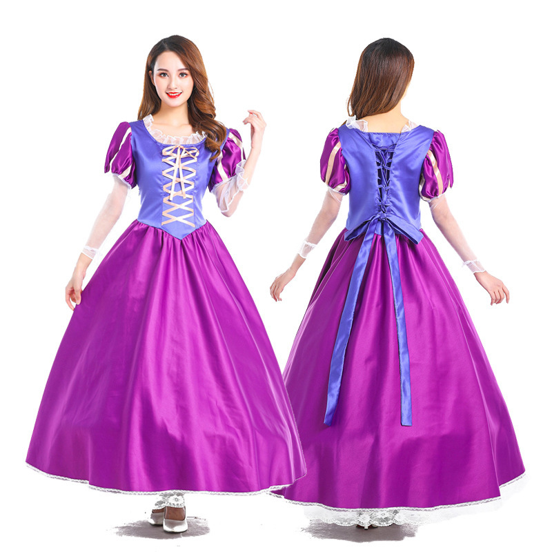 Rapunzel Costume Demon Hair Romance Rapunzel Call Story Purple Long Skirt Princess Performance Costume Ready in Stock