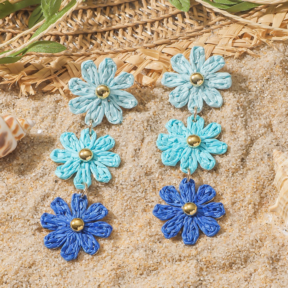 16g Weight Steel needle Ear Needle Material Drop Earrings Classification 1 Pair Quantity Holiday, Daily Occasion raffia, Iron Material Flower Pattern All Seasons Season Women's Gender Pastoral Style 1 Pair Pastoral Flower Raffia Iron Drop Earrings 5