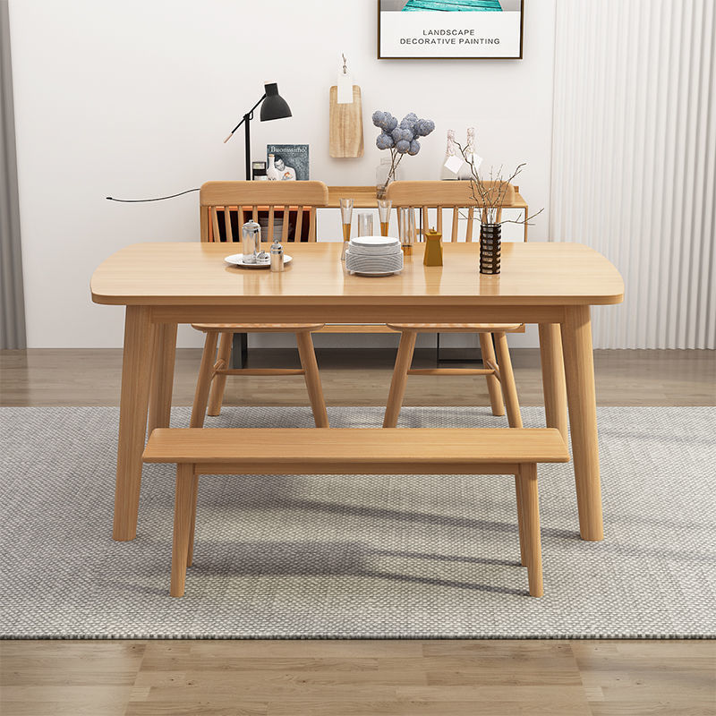 Mesa de comedor de madera sólida nórdica moderna y simple de madera de caucho pequeña mesa de comedor doméstica combinación de mesa y silla