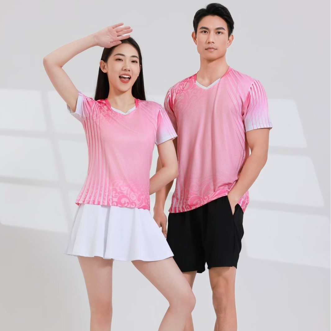 Badminton Uniform Suit for Men and Women, Short-Sleeved, Quick-Drying, Breathable, Children's Table Tennis, Skirt Pants, Volleyball Uniform, Team Uniform with Printing