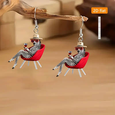 Brincos de acrílico com padrão de zebra