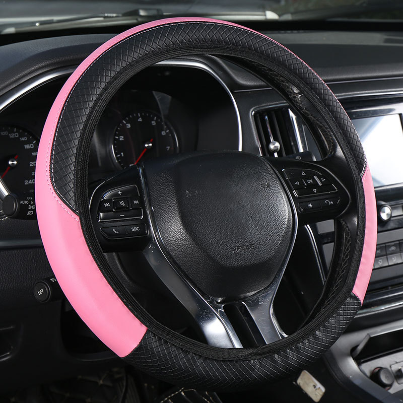 Car Steering Wheel Cover, Elastic, No Inner Ring, Leather, Suitable for All Seasons, Cross-Border Popular Model, Handle Cover Wholesale, Dropshipping, with Label